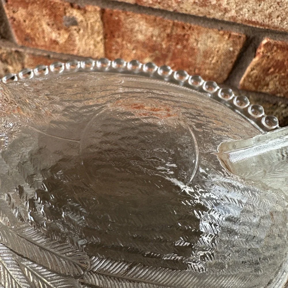 Vintage Clear Indiana Pressed Glass Hen on Nest Covered Candy Dish Beaded Rim